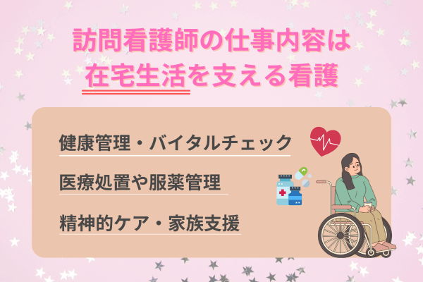 訪問看護の仕事内容は在宅生活をさせる看護